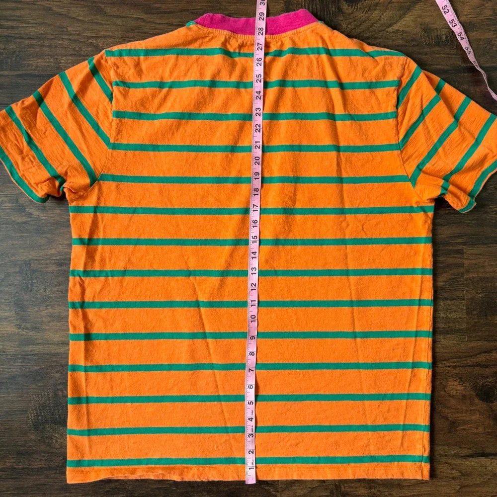 J. Balvin Vibras GUESS Orange‎ Green Stripe T Shirt Men's L Retro 2019 Reggaeton - Picture 6 of 11